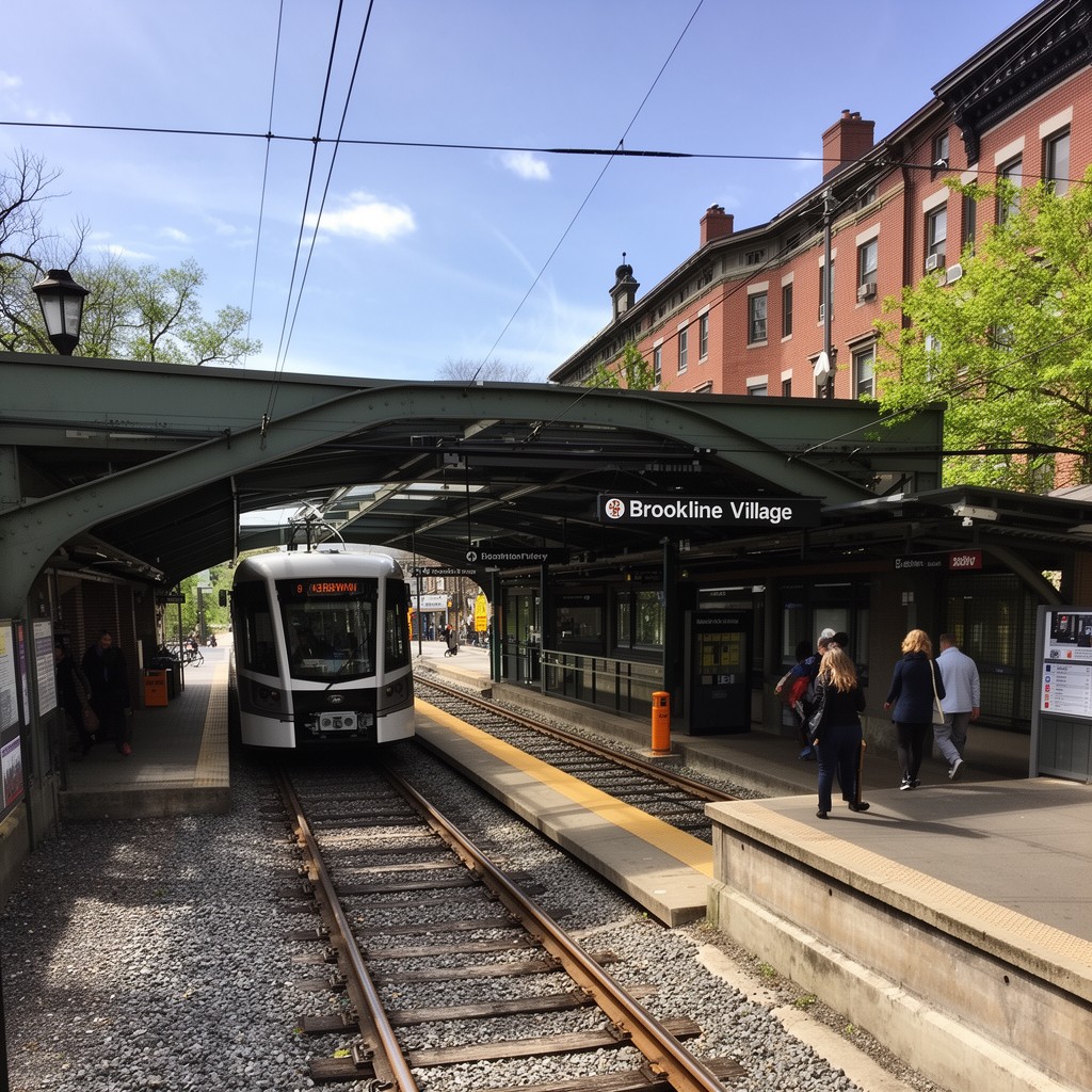 AI-generated illustration of Brookline Village station