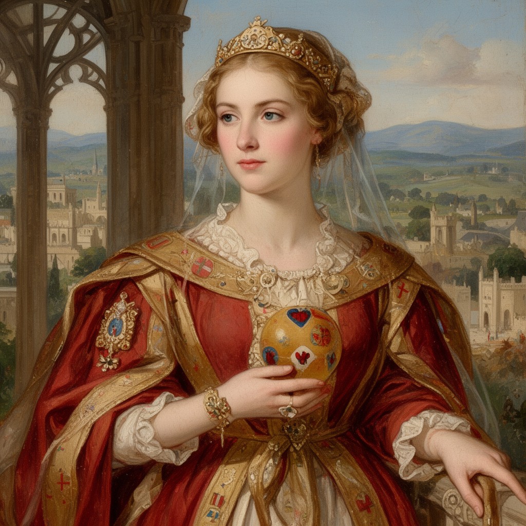 AI-generated illustration of Joan of the Tower, Queen of Scots