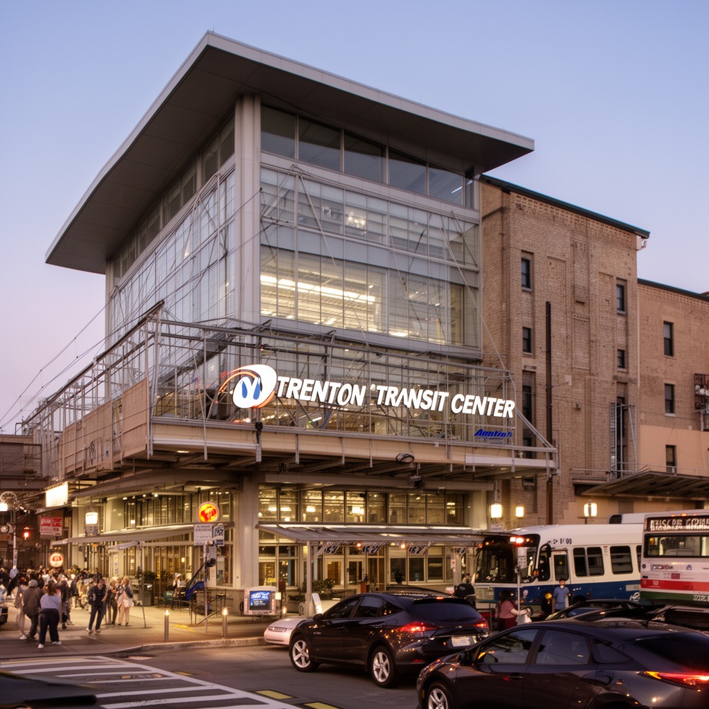 AI-generated illustration of Trenton Transit Center