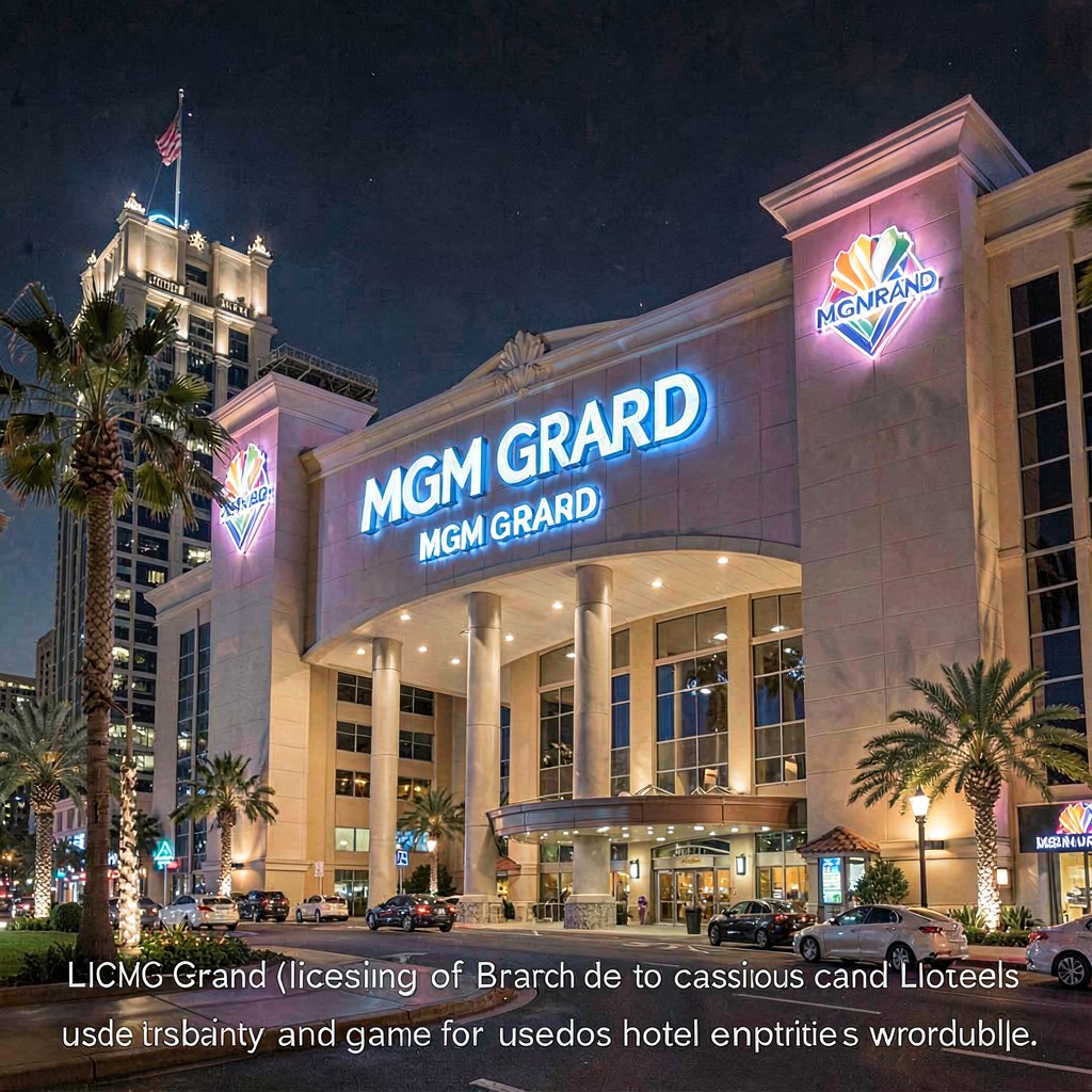 AI-generated illustration of MGM Grand (licensing of brand to casinos and hotels)