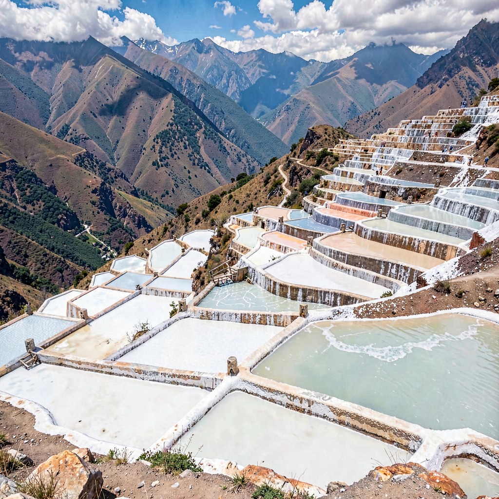 AI-generated illustration of Maras salt mines