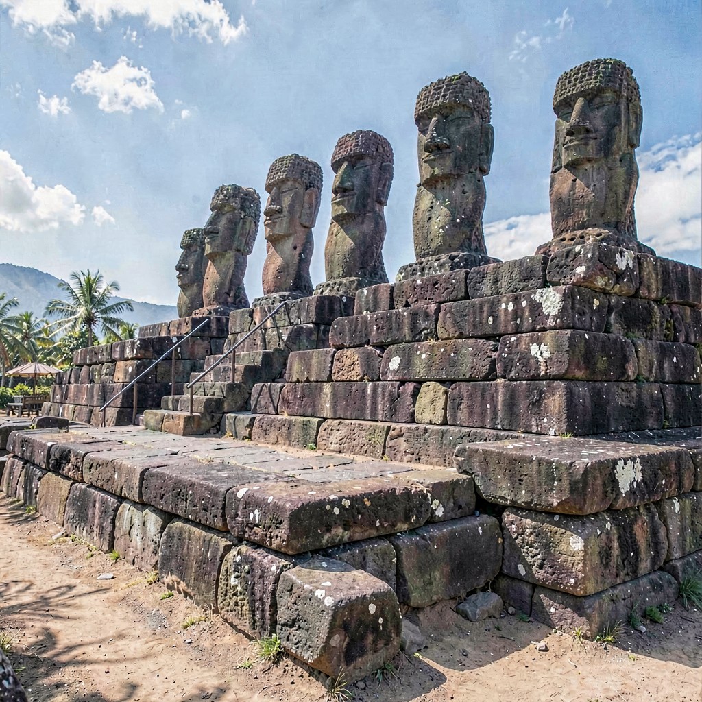 AI-generated illustration of ahu (ceremonial platforms)