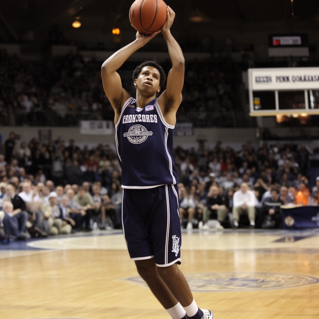 AI-generated illustration of Penn Quakers basketball