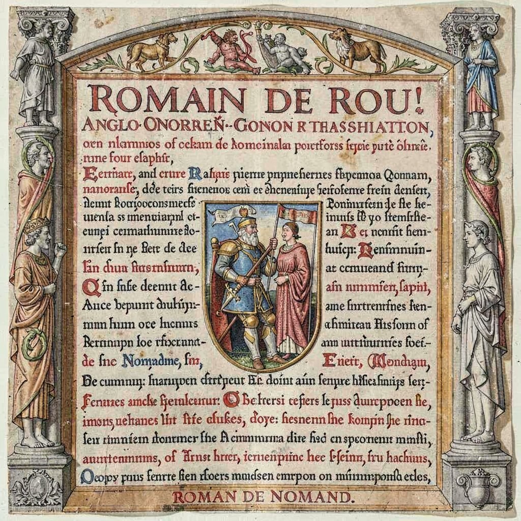 AI-generated illustration of Roman de Rou (Anglo-Norman transmission)