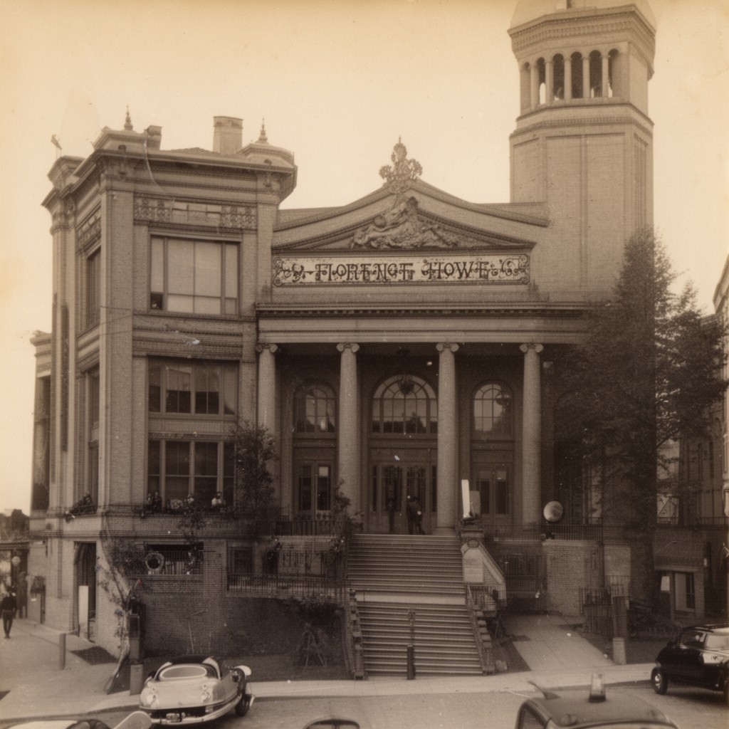 AI-generated illustration of Florence Howe Hall