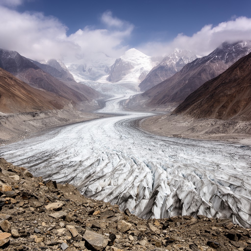 AI-generated illustration of Baltoro Glacier