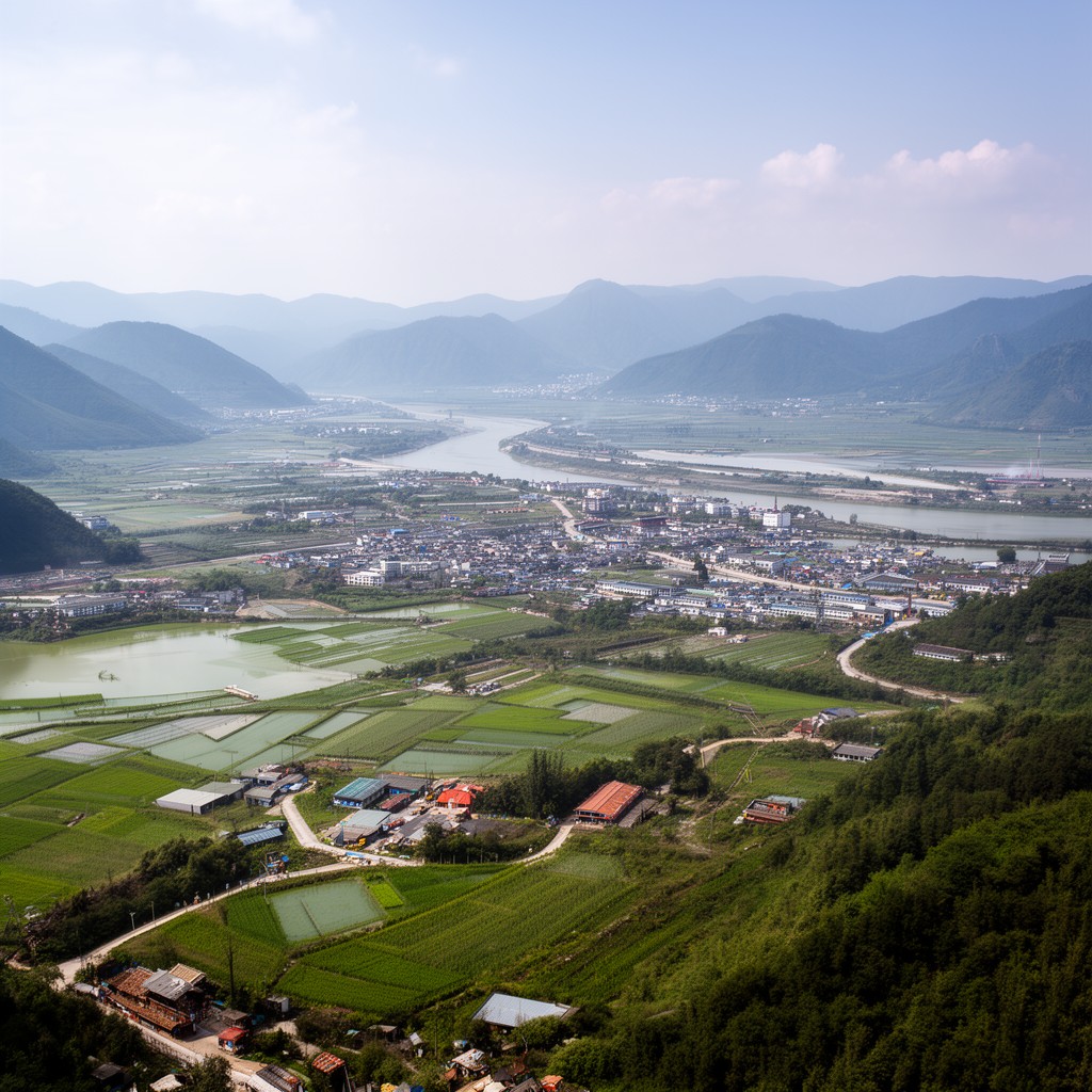 AI-generated illustration of middle reaches of the Yangtze River