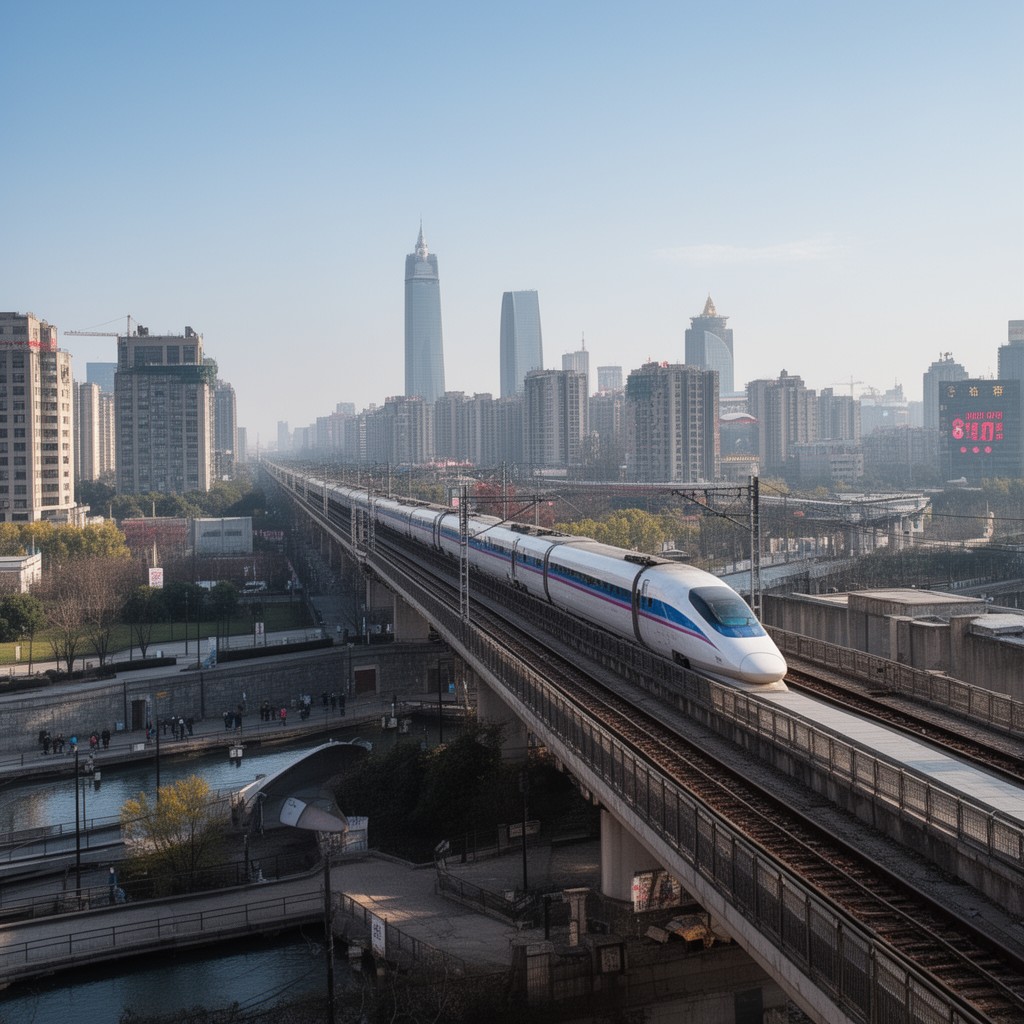AI-generated illustration of Shanghai–Wuhan–Chengdu High-Speed Railway