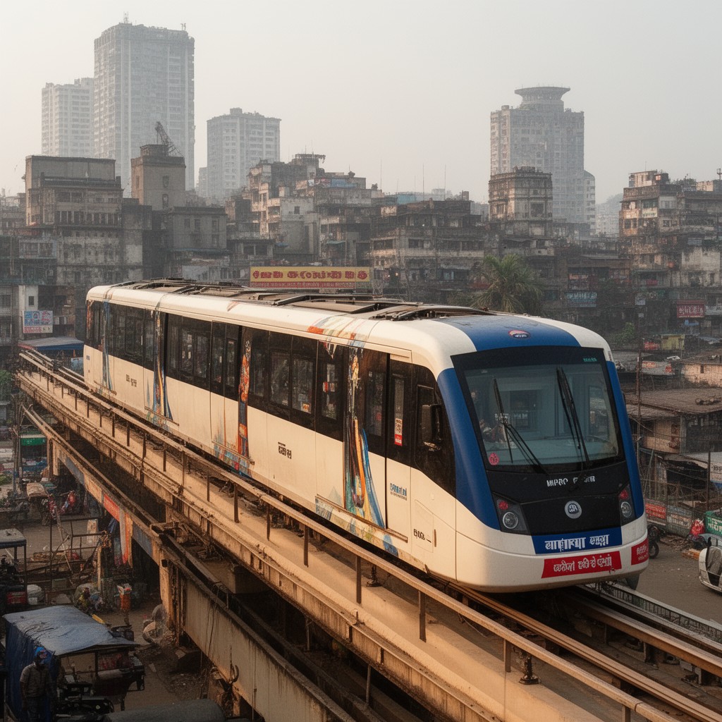 AI-generated illustration of Mumbai Monorail