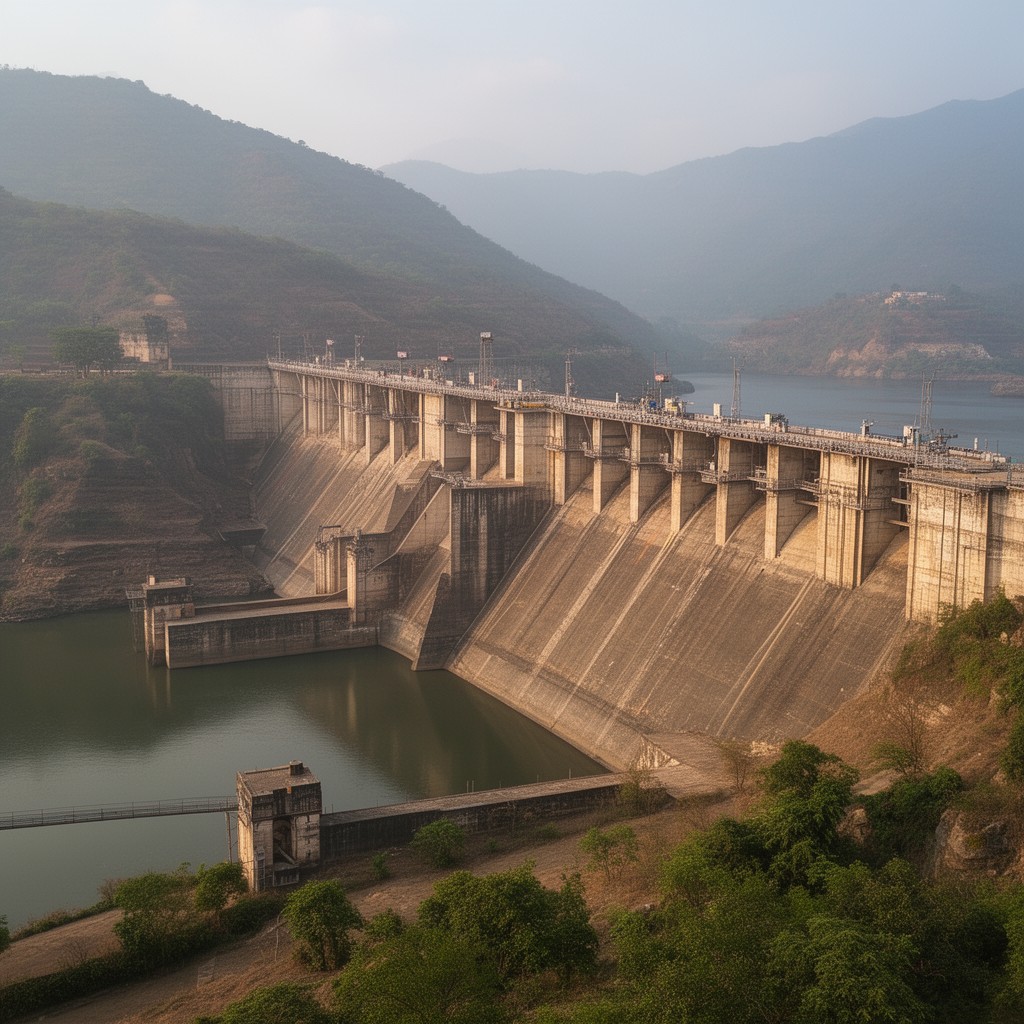 AI-generated illustration of Indira Sagar Dam