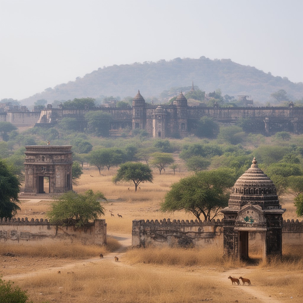AI-generated illustration of Sariska Tiger Reserve