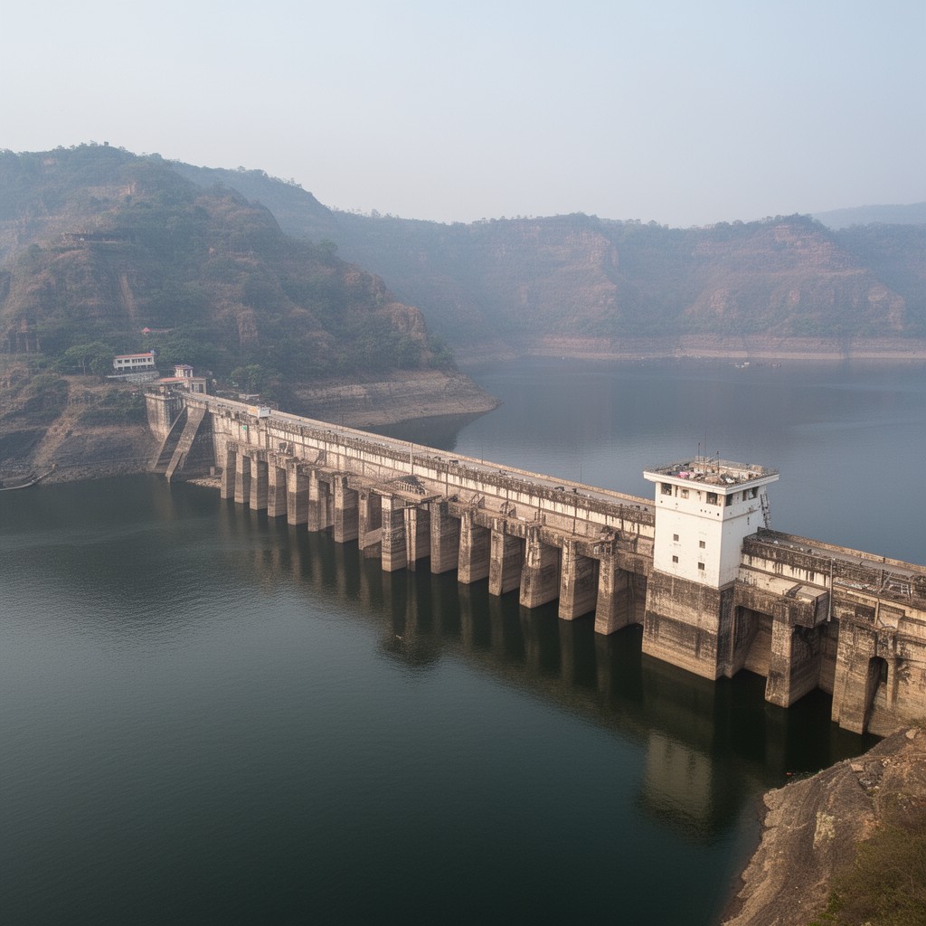 AI-generated illustration of Omkareshwar Dam