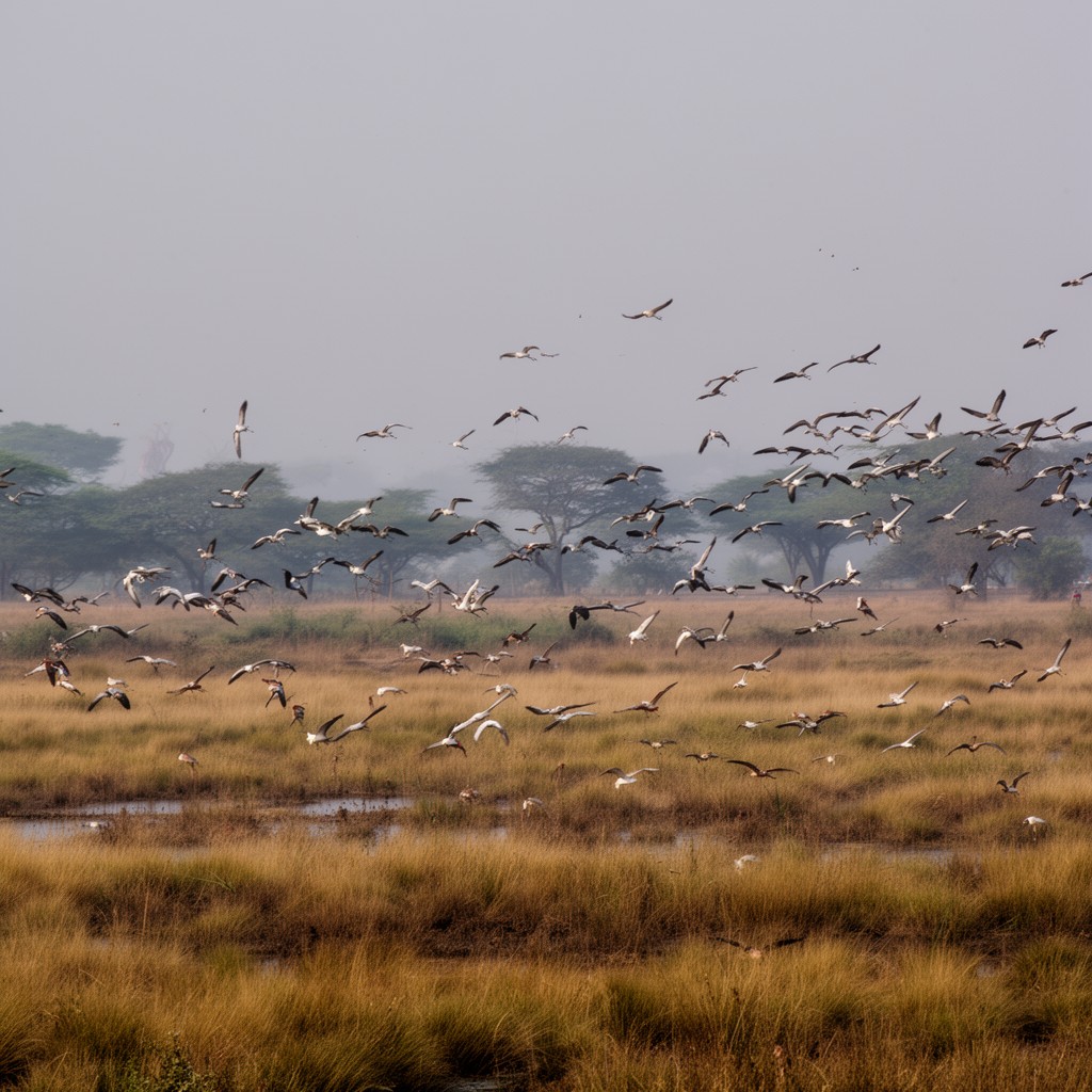 AI-generated illustration of Keoladeo National Park