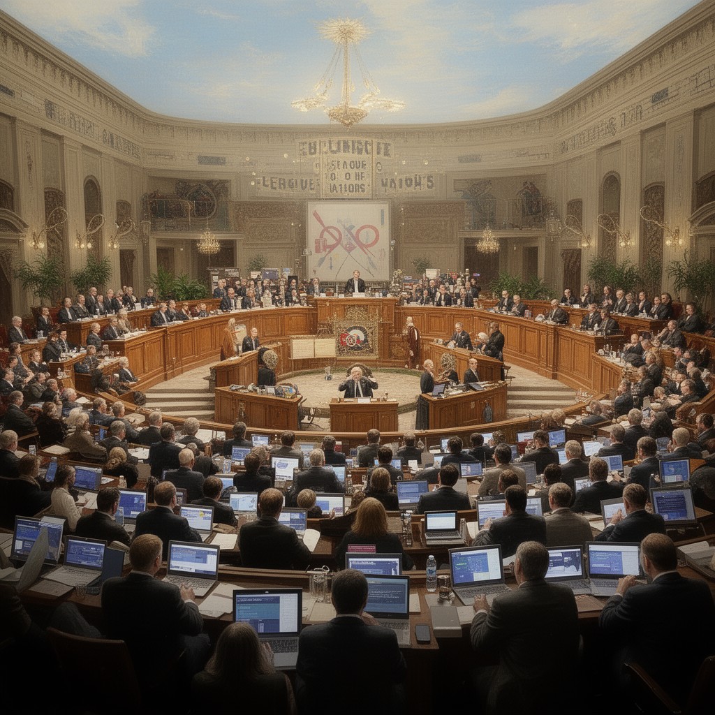 AI-generated illustration of League of Nations Assembly