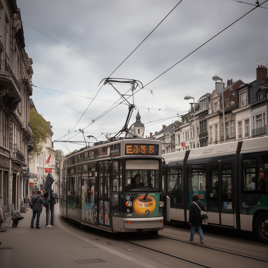 AI-generated illustration of Brussels tram system