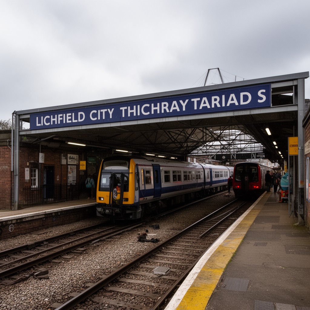 AI-generated illustration of Lichfield City railway station