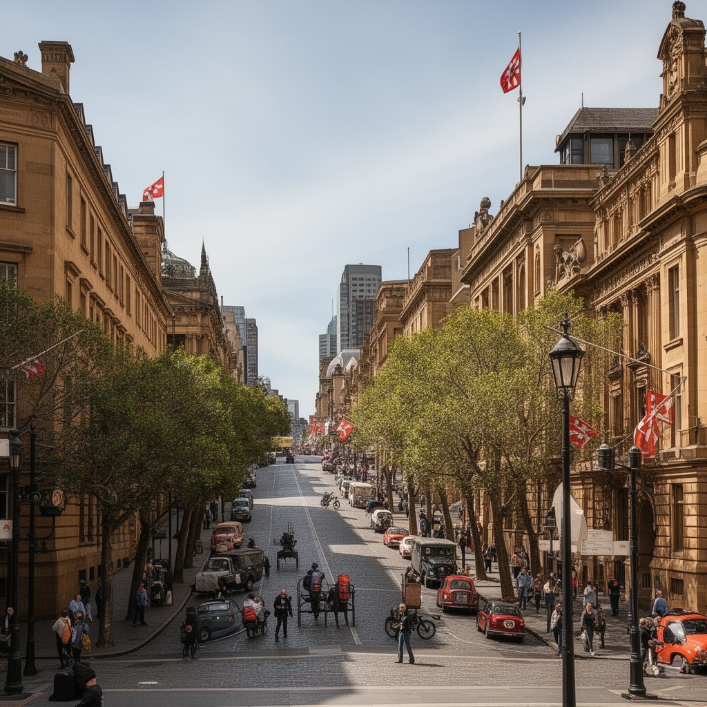 AI-generated illustration of Macquarie Street, Sydney