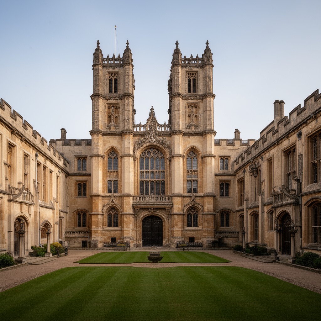 AI-generated illustration of All Souls College, Oxford (quadrangle and buildings)