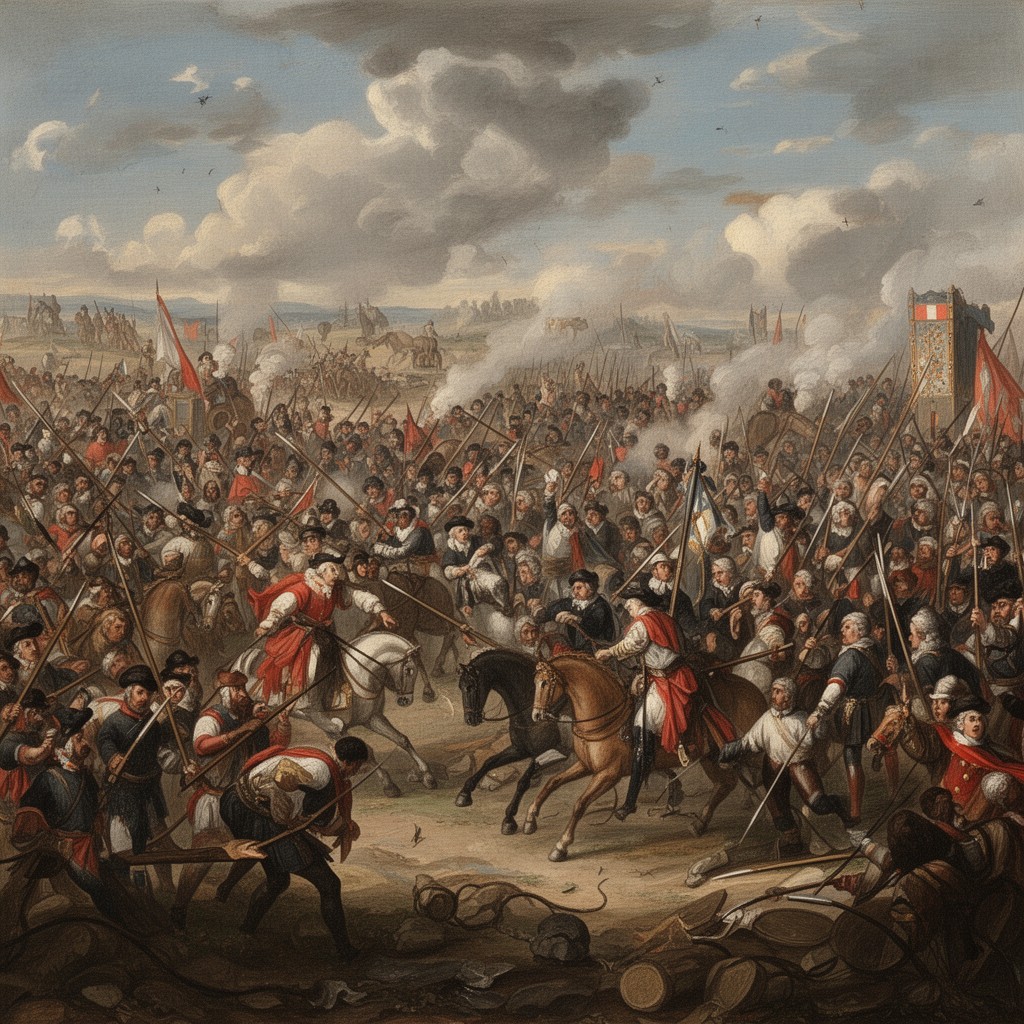 AI-generated illustration of Battle of Marsaglia (1693)