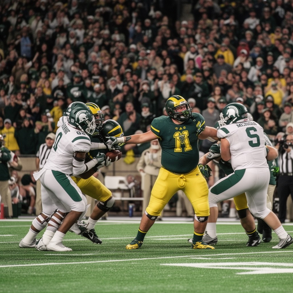 AI-generated illustration of Michigan–Michigan State football rivalry