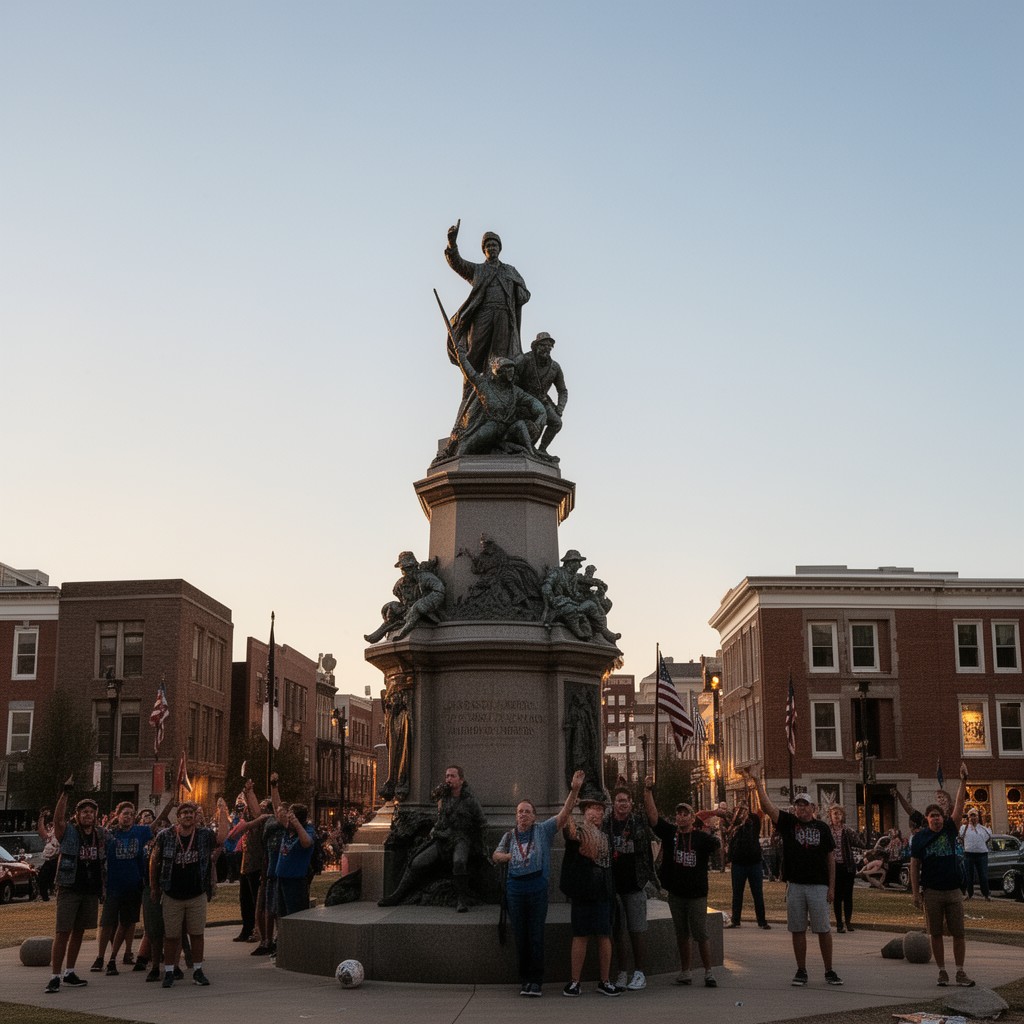 AI-generated illustration of Confederate monuments