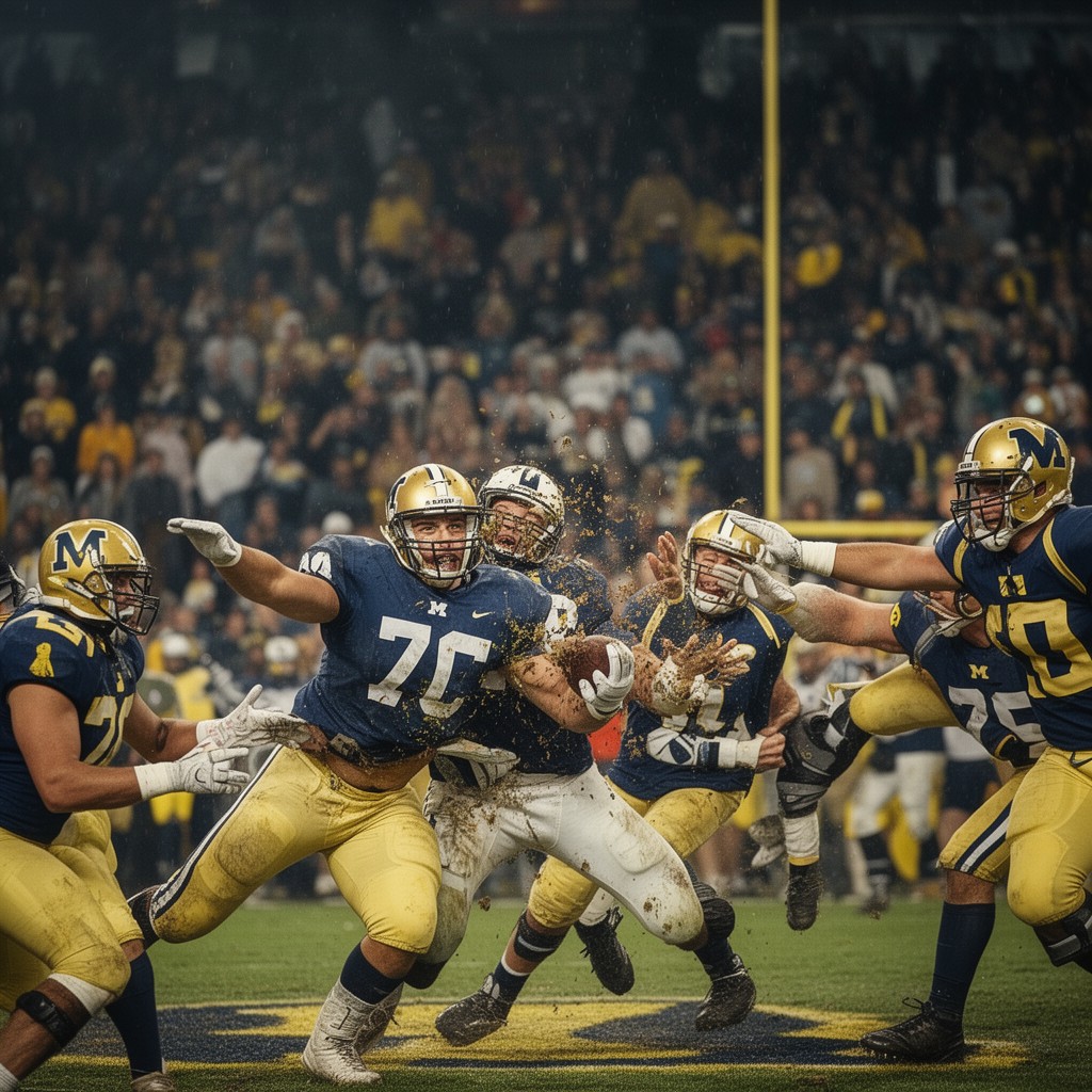 AI-generated illustration of Michigan–Notre Dame football rivalry