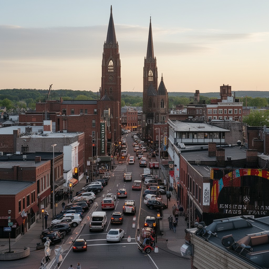 AI-generated illustration of Amsterdam, New York