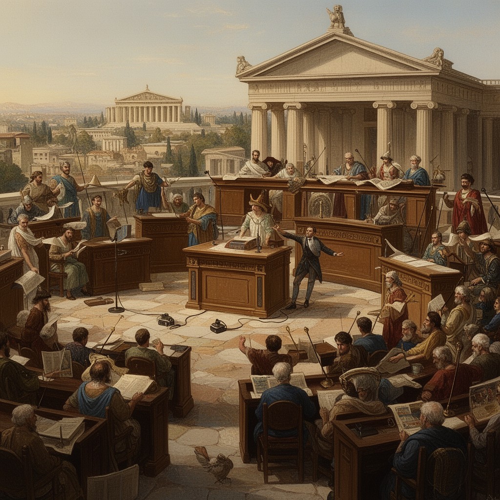 AI-generated illustration of Athenian democracy