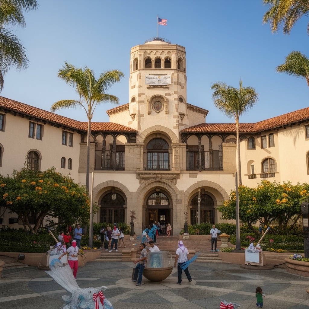 AI-generated illustration of Santa Barbara City Hall