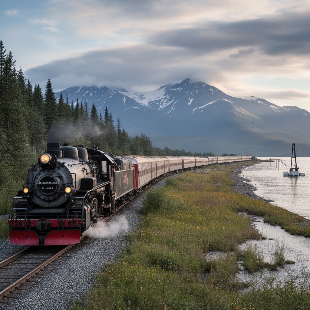 AI-generated illustration of Alaska Railroad