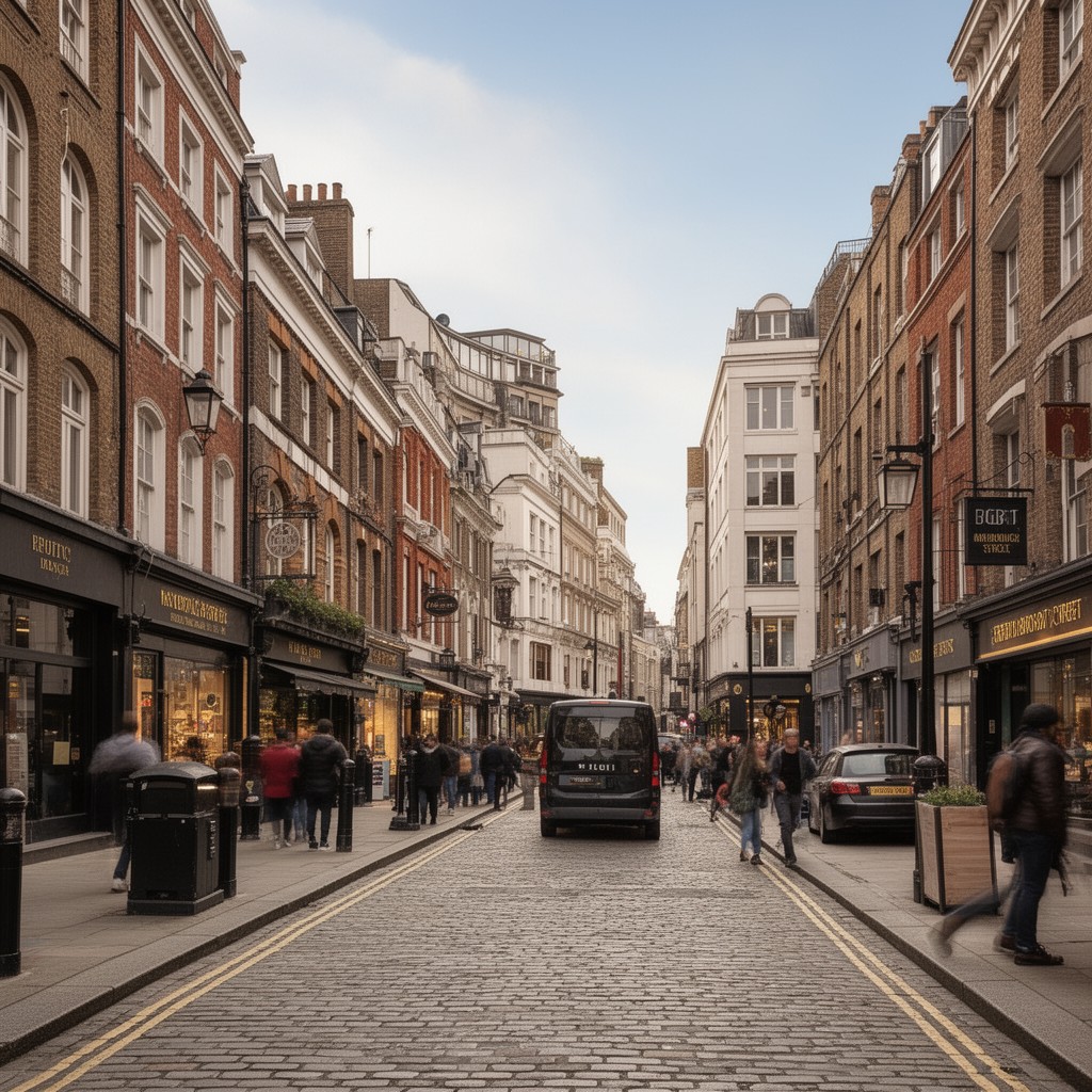 AI-generated illustration of Great Marlborough Street, London