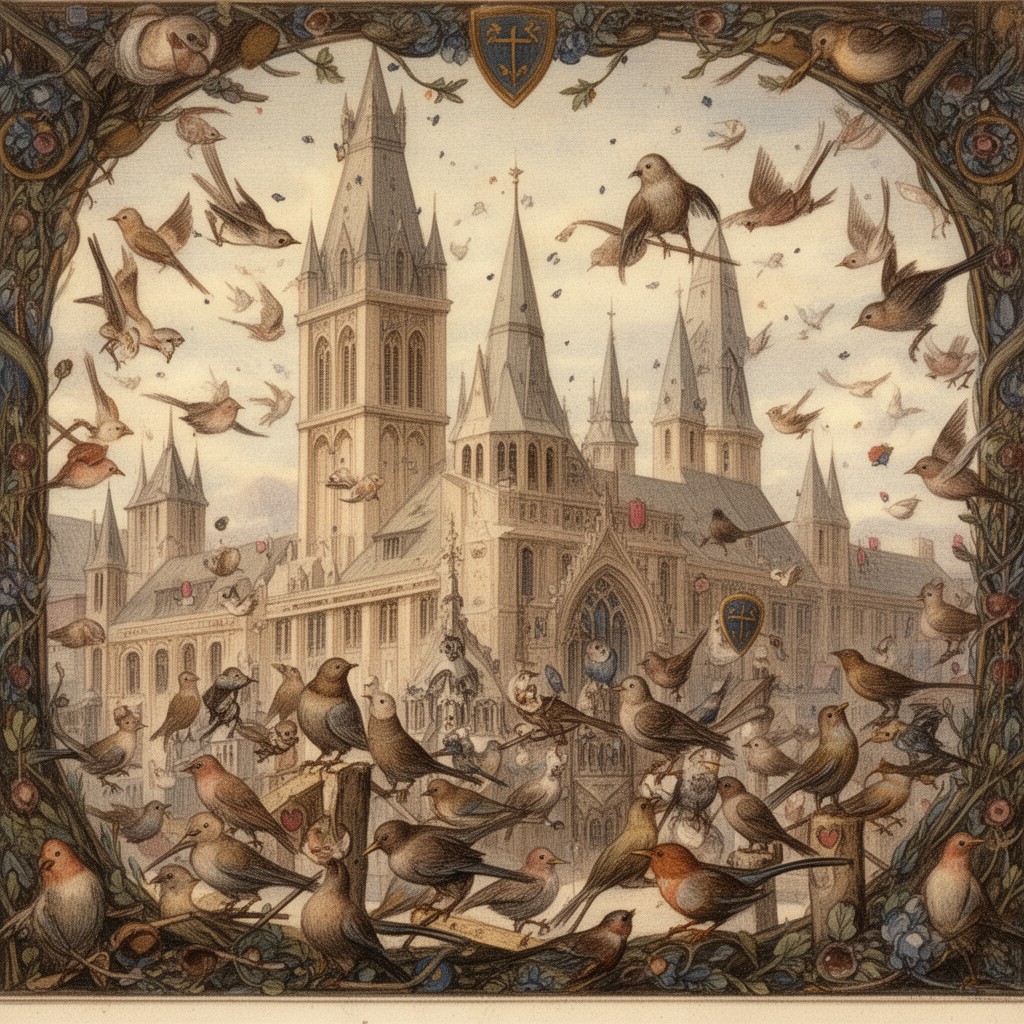 AI-generated illustration of Parliament of Fowls