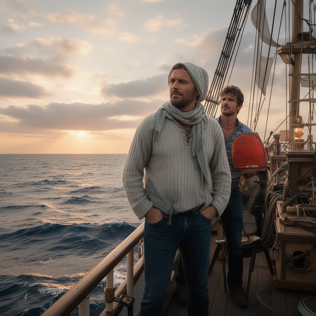 AI-generated illustration of Starbuck from Moby-Dick