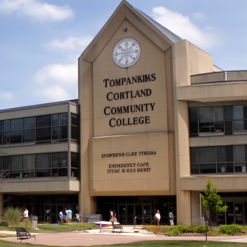 AI-generated illustration of Tompkins Cortland Community College extension center