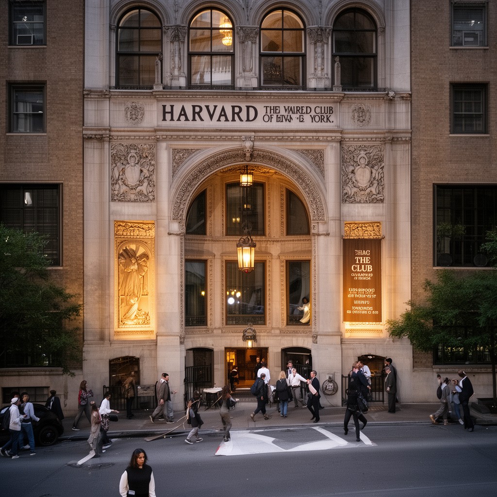 AI-generated illustration of Harvard Club of New York City