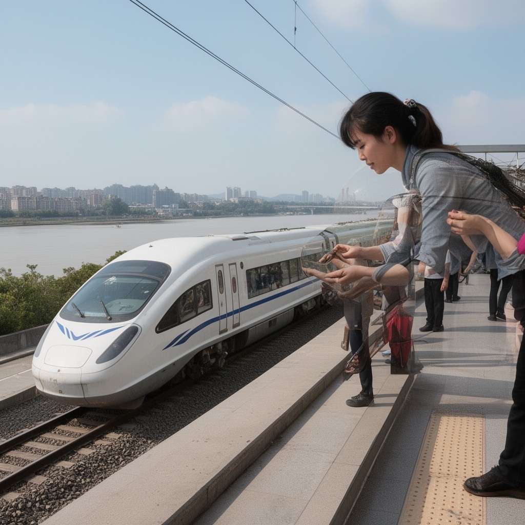 AI-generated illustration of Wuhan–Jiujiang Passenger Railway