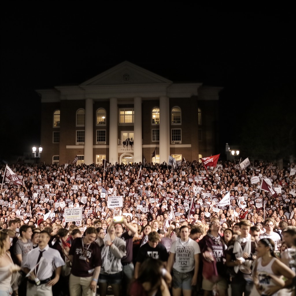AI-generated illustration of Midnight Yell Practice