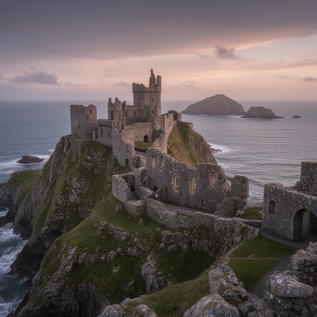 AI-generated illustration of Tintagel Castle