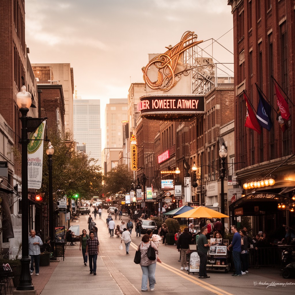 AI-generated illustration of Gay Street, Knoxville