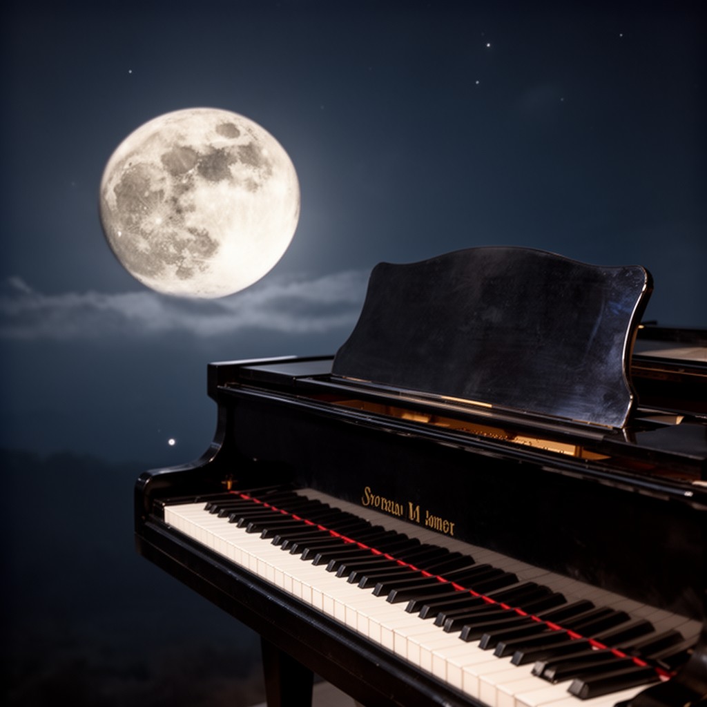 AI-generated illustration of Piano Sonata No. 14 in C-sharp minor, Op. 27 No. 2 "Moonlight"