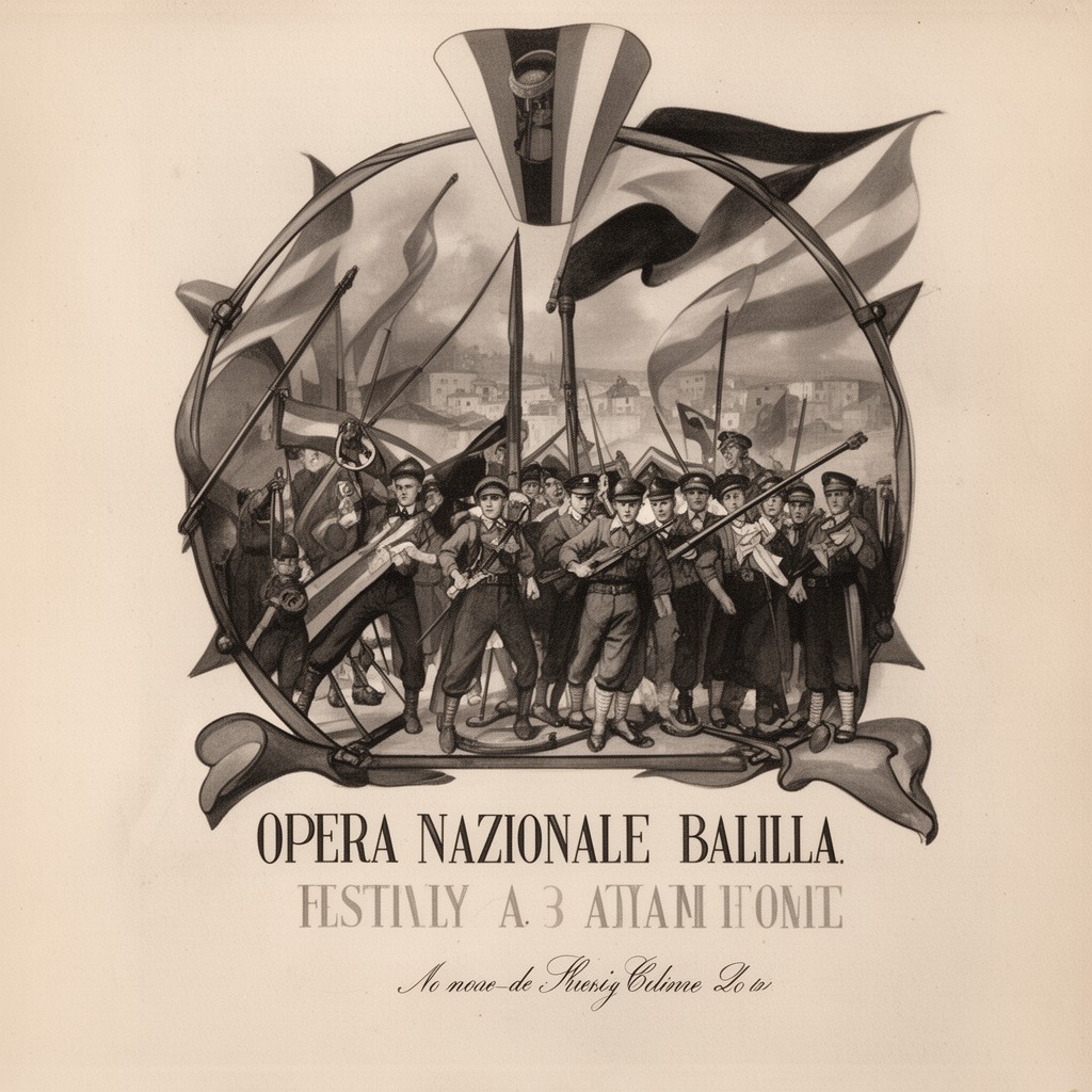 AI-generated illustration of Opera Nazionale Balilla