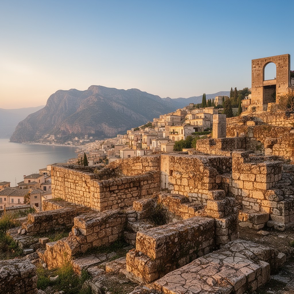 AI-generated illustration of Naxos (Sicily)