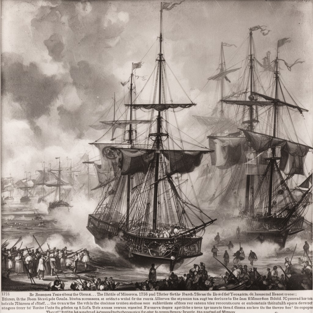 AI-generated illustration of Battle of Minorca (1756)