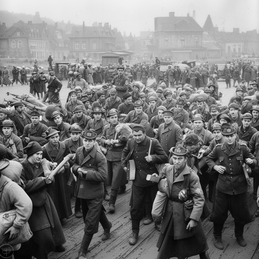 AI-generated illustration of World War II forced migrations