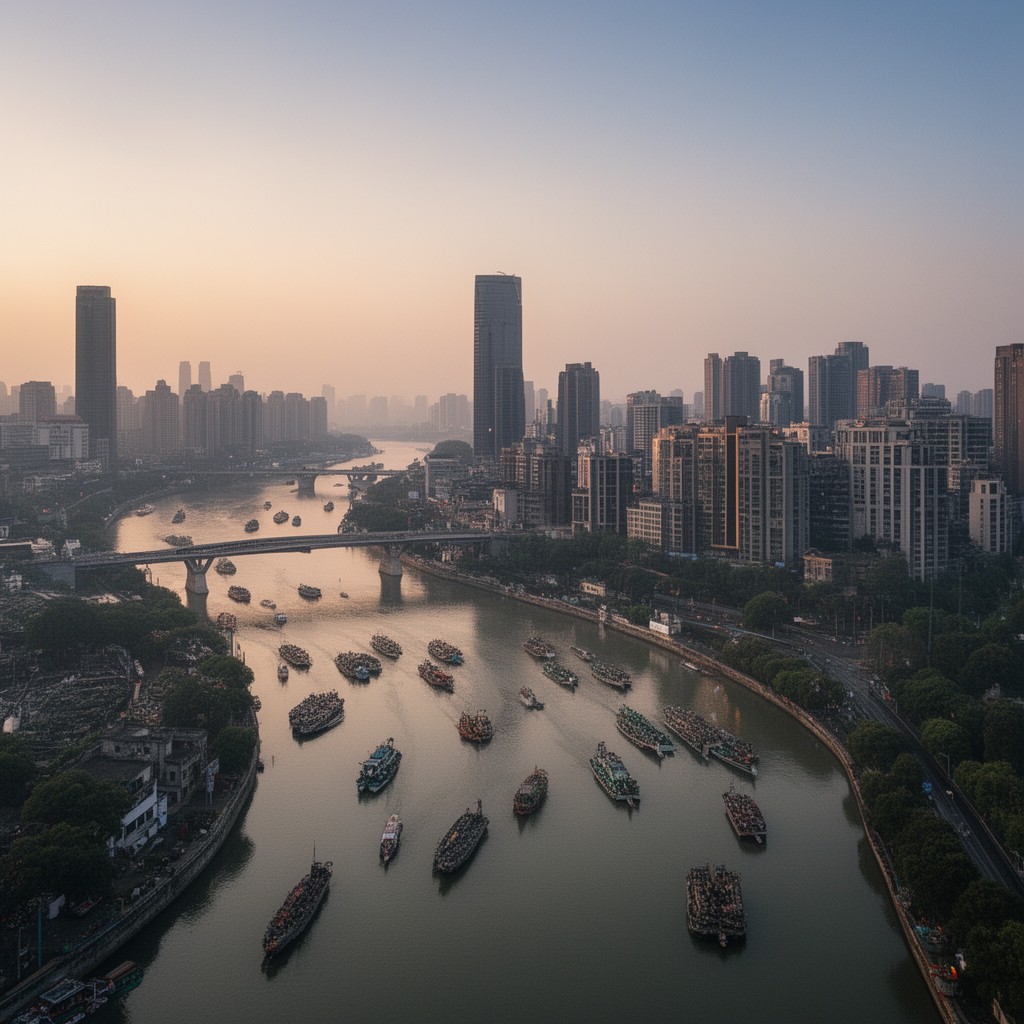 AI-generated illustration of Han River (Wuhan)
