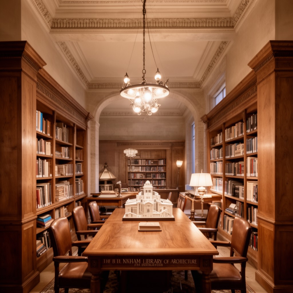 AI-generated illustration of Burnham Library of Architecture
