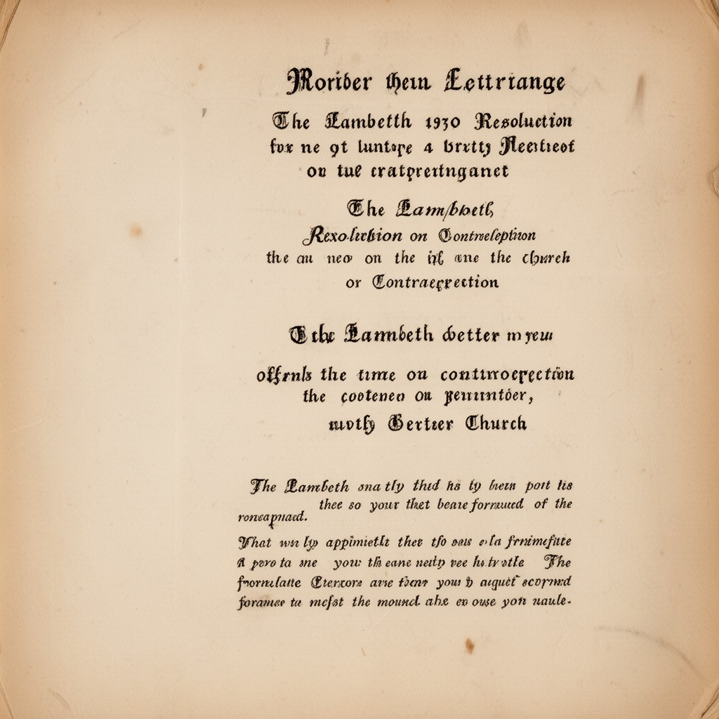 AI-generated illustration of Lambeth 1930 Resolution on contraception