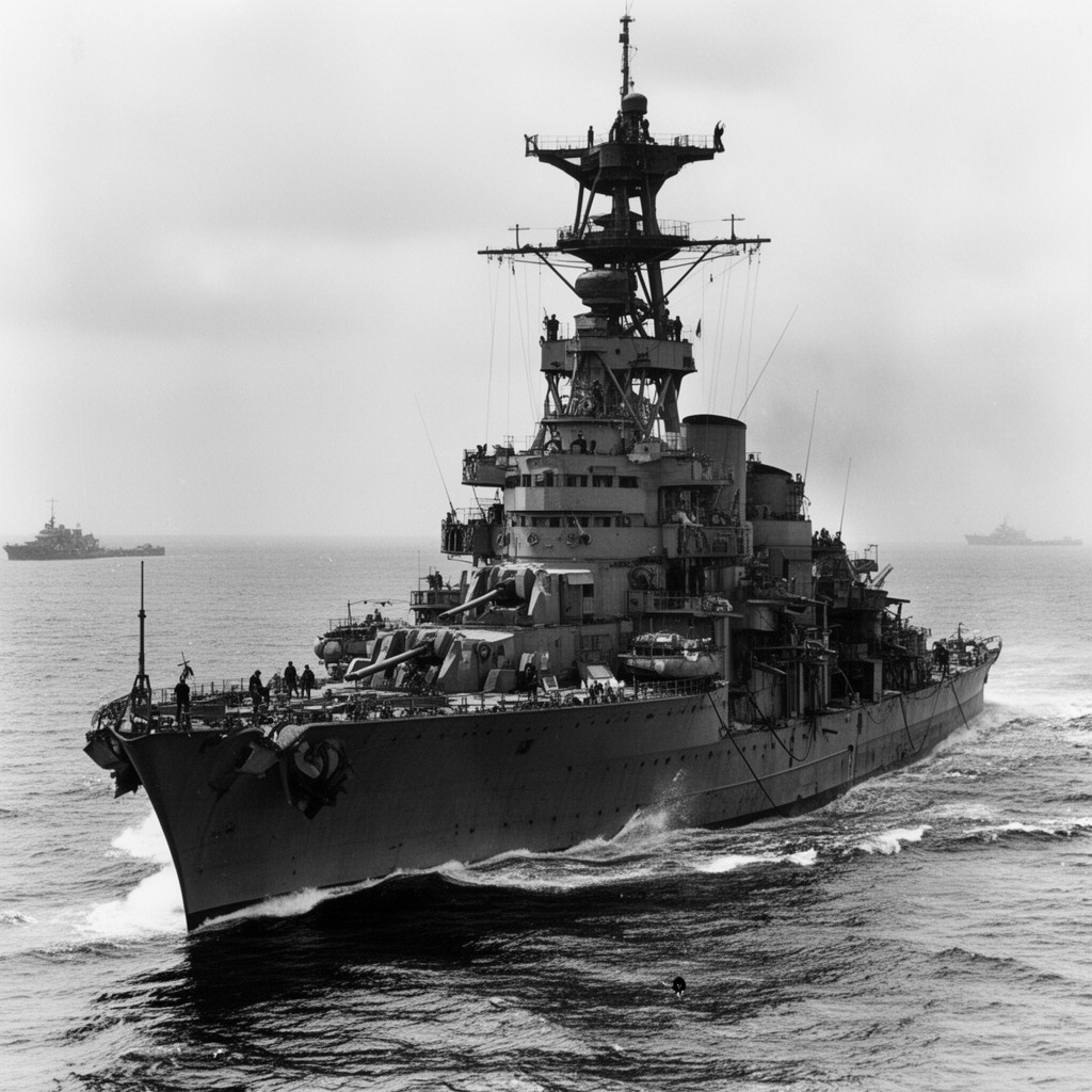 AI-generated illustration of USS Indianapolis (CA-35)