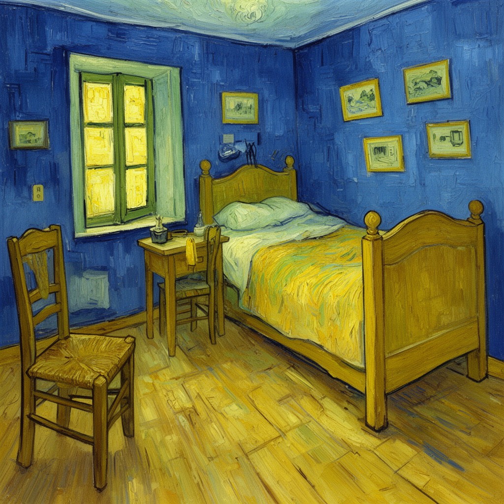 AI-generated illustration of The Bedroom (Van Gogh)