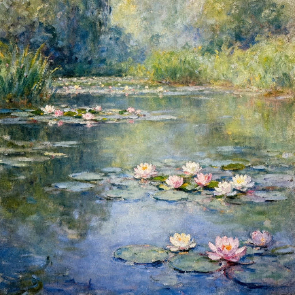 AI-generated illustration of Water Lilies (Monet)